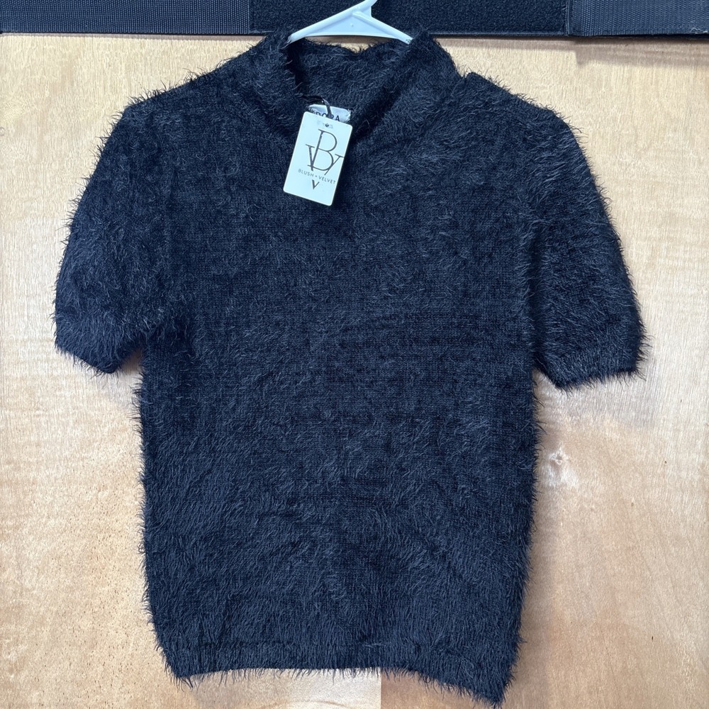 Adora Black Fuzzy Pullover Sweater Small NWT